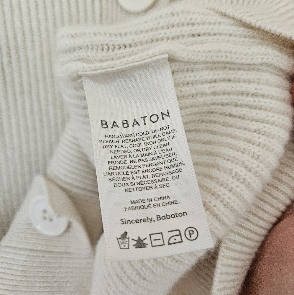 Aritzia Babaton Bespoke Wool Linen Blend Cardigan XS Ivory White V-Neck - Picture 7 of 8
